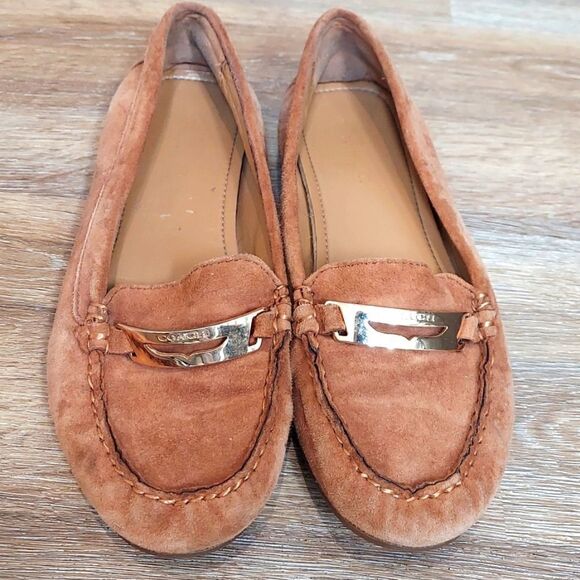 Coach Tan Suede Olympia Driving Loafers Sz 6 - Picture 1 of 9